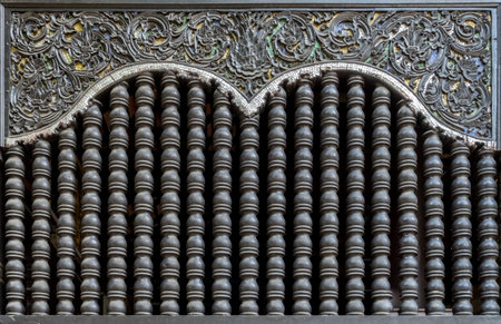 Wood craft Thai classic pattern in temple