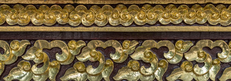 Wood craft Thai classic pattern in templeの写真素材