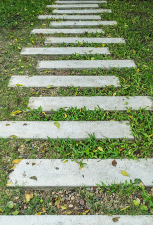Concrete pathway in the lawnの写真素材
