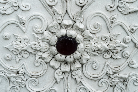 Thai ancient white stucco in templeの写真素材