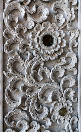 Thai ancient white concrete stucco in temple