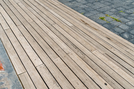 Brown old wooden floor perspective viewの写真素材