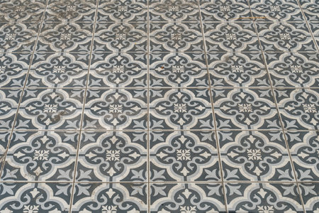 Perspective of Old style ceramic tile floor