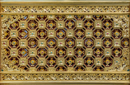 Thai wood carved pattern in Thai's temple