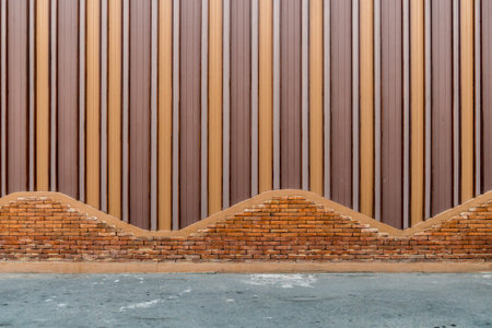 Brown and yellow Modern wall with brick wall