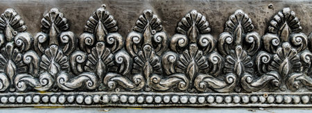 Close up of Thai's classic pattern silver craft