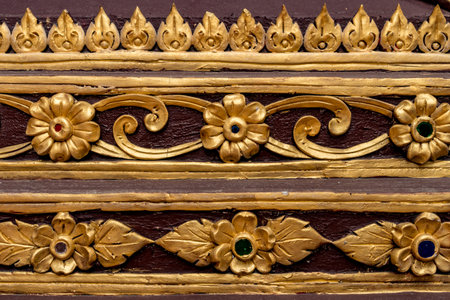 Thai ancient gold concrete stucco in temple