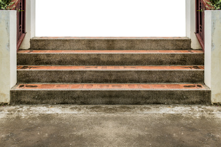 Aged concrete staircase on white backgroundの写真素材