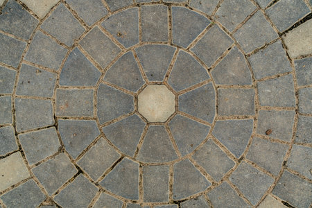 Concrete block road, circle pattern