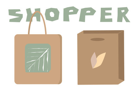 Ecological shopping bag with handles on white