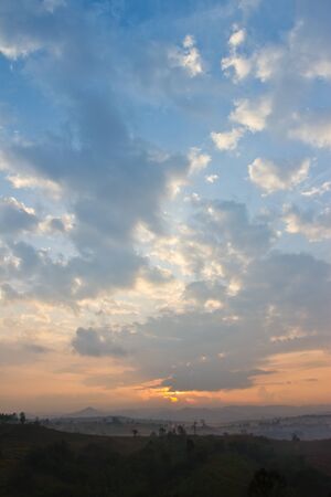 Morning light on the mountain, Petchaboon, Northern of Thailandの写真素材