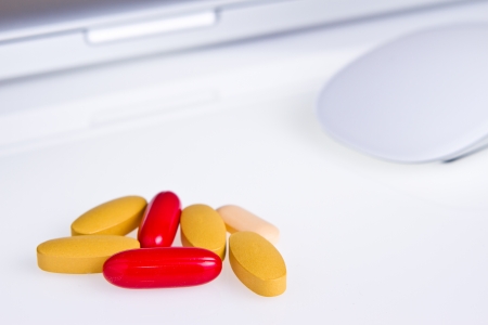 pills on the white deskの写真素材