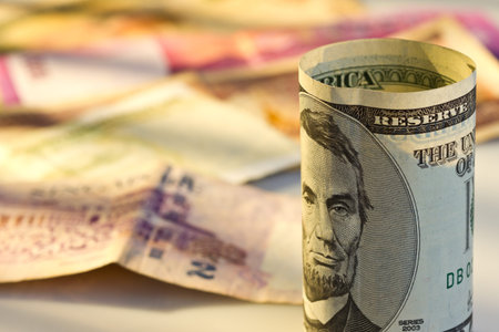 American dollar in front of multi national bank note