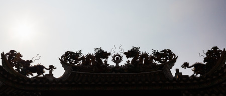 Silhouette ofChinese shrine, china town, bangkok, Thailandの写真素材