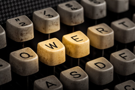 word we on the old typewriterの写真素材