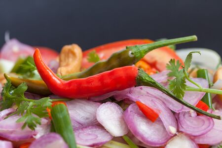 Thai sour pork spicy saladの写真素材
