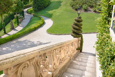 Pathway in the Villa del Balbianello, lake Como, Italyの写真素材