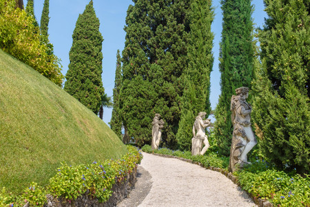 THE VILLA BALBIANELLO, ITALY - JULY 05, 2015: Classic Loggia di Villa del Balbianello, Como lake, Italy.  Used for movie location (Casino Royale and Star Wars)のeditorial素材