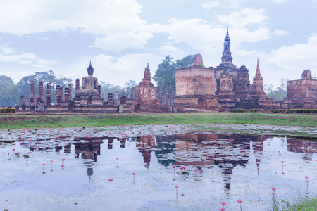 Ruin site of Sukhothai, ancient civilization of Siam (ancient name of Thailand)の写真素材