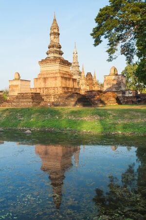 Ruin site of Sukhothai, ancient civilization of Siam (ancient name of Thailand)の写真素材