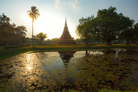Ruin site of Sukhothai, ancient civilization of Siam (ancient name of Thailand)の写真素材