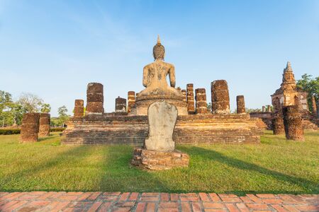 Ruin site of Sukhothai, ancient civilization of Siam (ancient name of Thailand)の写真素材