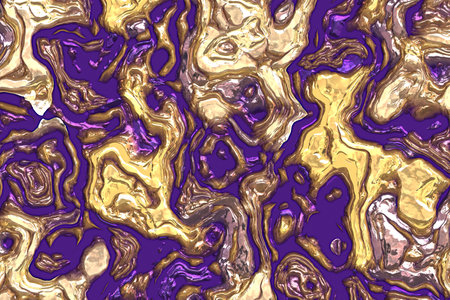 liquid gold wave or metal and stoneの写真素材