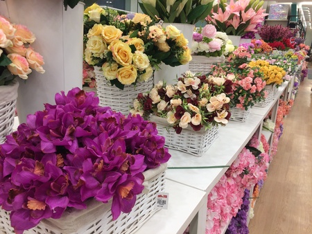 Colourful Plastic Flower sell at Kaison Viva City Megamall Kuching Sarawak Malaysiaの素材
