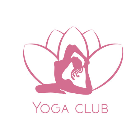 Human yoga shape in abstract lotus symbol. Vector illustration. Relax concept, Logo and icon template design. のイラスト素材