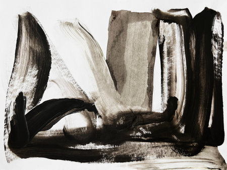 Black and white abstract brush strokesの写真素材