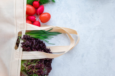 abstract design background vegetables on a gray background n ecology bag