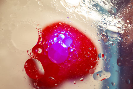 Heart shaped of disfocus of red LED background. abstract background picture red and blue many...