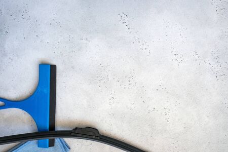 wiper blade, glass scraper and microfiber cloth. Glass Scrape tool or Squeegee for Shower, Windowの写真素材