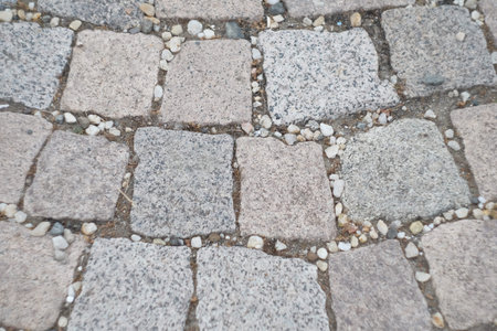 background street tile. Stone pavement texture. Granite cobblestoned pavement background. Abstract...