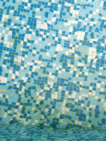 blue tiles background - bottom of a swimming poolの写真素材