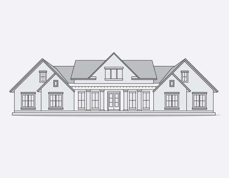 House illustration. Vector. Old American house.のイラスト素材
