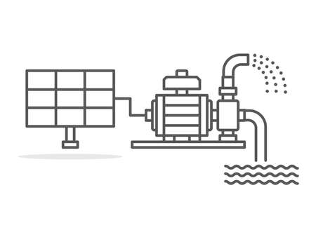 Solar water pump line icon illustration vector symbolのイラスト素材