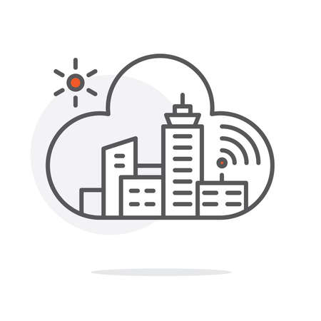 Smart city concept line icon illustration vector symbolのイラスト素材