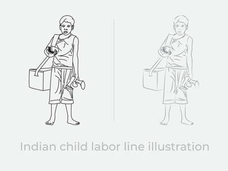 Indian child labour lines illustration_cobbler shoe maker vector symbolのイラスト素材
