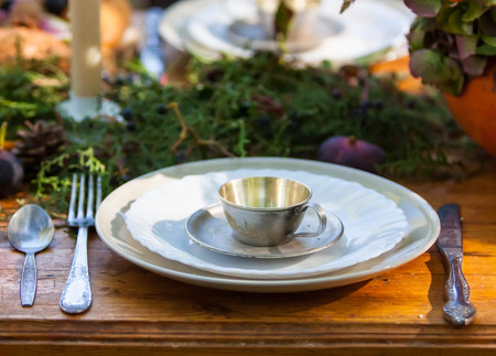 table wares for the tea fariytale-like table settingの写真素材