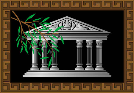Background greek temple, vector illustrationのイラスト素材