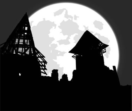 Castle ruins. background. vector illustrationのイラスト素材