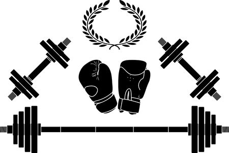 weights and boxing gloves. illustrationのイラスト素材