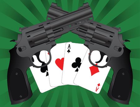 two pistols and aces. illustrationのイラスト素材
