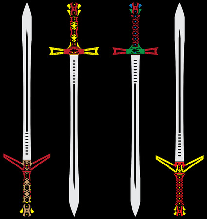 colour swords. illustration for designのイラスト素材