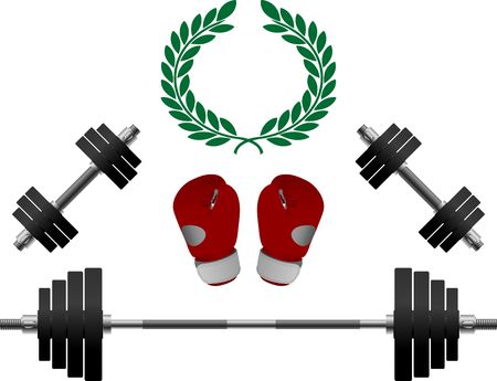 weights and boxer glovesのイラスト素材