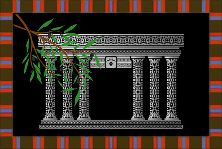 fantasy phoenician temple and olive branch. のイラスト素材