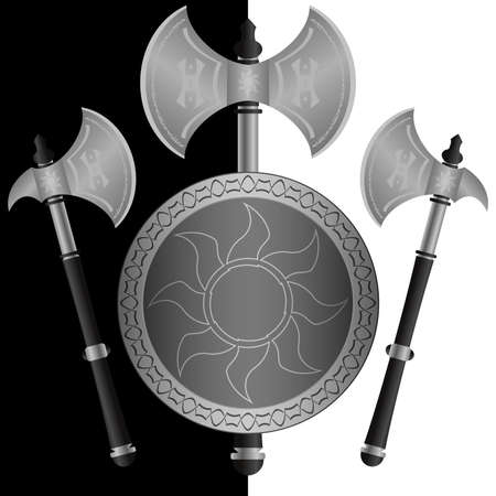 fantasy shields and axes.sixth variantのイラスト素材
