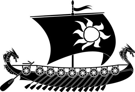 drakkar viking. stencil. のイラスト素材