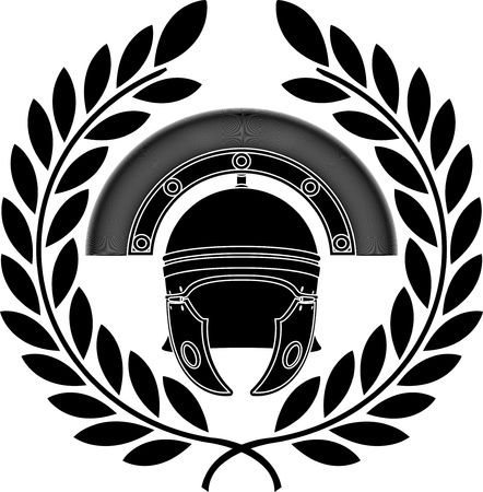 roman helmet. stencil. third variant. Vector illustrationのイラスト素材